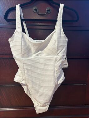 Rip Curl White Ribbed One-Piece Swimsuit